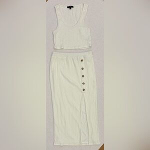 Lulu’s White Crop Top and Skirt Set - Size Large